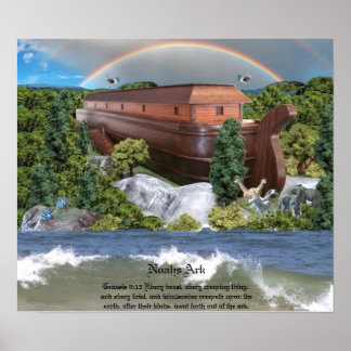 Large Noahs Ark Diorama Gloss Canvas Picture ポスター