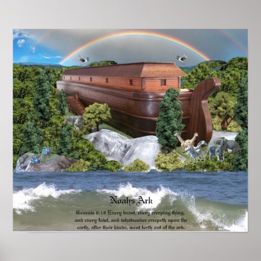 Large Noahs Ark Diorama Gloss Canvas Picture ポスター (正面)