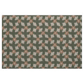 Large Olive Abstract Floral Grid - Natural Linen ファブリック (ファットクウォーター)