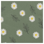 Large Olive Daisy Scatter - Ivory Linen Fabric ファブリック (クローズアップ)