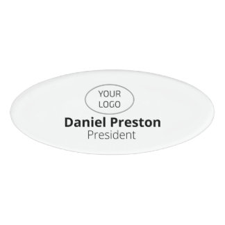 Large Oval Magnetic Name Tag or Pin Custom Logo 名札
