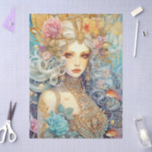 Large Pastel Watercolor Floral Mermaid Decoupage 薄葉紙 (クラフト)