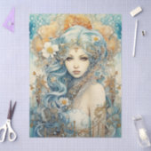 Large Pastel Watercolor Floral Mermaid Decoupage 薄葉紙 (クラフト)