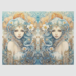 Large Pastel Watercolor Floral Mermaid Decoupage 薄葉紙