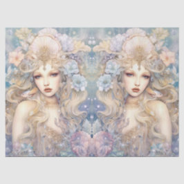 Large Pastel Watercolor Floral Mermaid Decoupage 薄葉紙