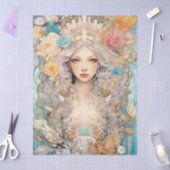 Large Pastel Watercolor Floral Mermaid Decoupage 薄葉紙 (クラフト)