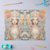 Large Pastel Watercolor Floral Mermaid Decoupage 薄葉紙 (クラフト)