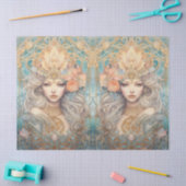 Large Pastel Watercolor Floral Mermaid Decoupage 薄葉紙 (クラフト)