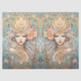 Large Pastel Watercolor Floral Mermaid Decoupage 薄葉紙