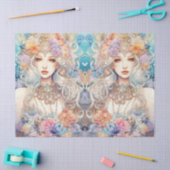 Large Pastel Watercolor Floral Mermaid Decoupage 薄葉紙 (クラフト)