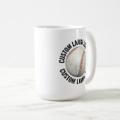 Large Personalized Text Baseball Image 15oz Custom コーヒーマグカップ (正面右)