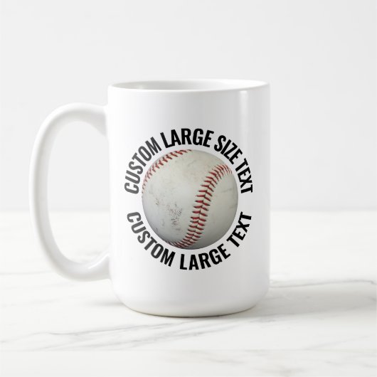Large Personalized Text Baseball Image 15oz Custom コーヒーマグカップ (左)