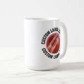Large Personalized Text Cricket Ball 15oz. Custom コーヒーマグカップ (正面右)