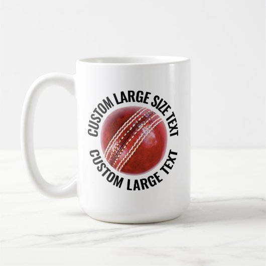 Large Personalized Text Cricket Ball 15oz. Custom コーヒーマグカップ (左)