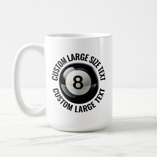 Large Personalized Text Pool 8 Ball 15oz. Custom コーヒーマグカップ (左)
