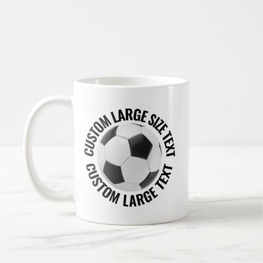 Large Personalized Text Soccer Ball 11 oz. Custom コーヒーマグカップ (左)