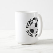 Large Personalized Text Soccer Ball 15oz. Custom コーヒーマグカップ (正面右)