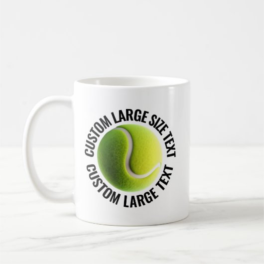 Large Personalized Text Tennis Ball 11 oz. Custom コーヒーマグカップ (左)