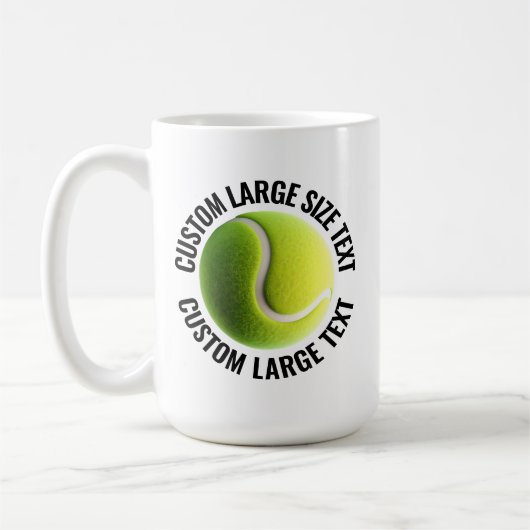 Large Personalized Text Tennis Ball 15oz. Custom コーヒーマグカップ (左)