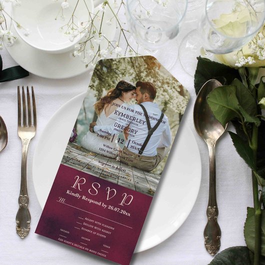 Large Photo Burgundyテクスチャ背景Webサイト オールインワン招待状