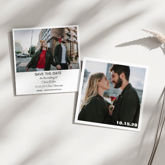 Large Photo Modern Square Minimalist Wedding セーブザデート