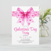 Large pink bow and hearts Galentine's Day party    招待状 (スタンド正面)