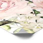 Large Pink Floral 4-Table Wedding Seating Chart ポスター (角)