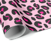 Large Pink Leopard Spots Animal Print Pattern ラッピングペーパー (ロールコーナー)