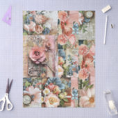 Large Pink Vintage Floral Ephemera Collage  薄葉紙 (クラフト)