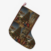 Large Polyester Nativity Santa Christmas Stocking ラージクリスマスストッキング (正面 (吊り時))