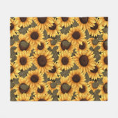 Large Pretty Sunflower Illustration All Over Print フリースブランケット (正面(横))