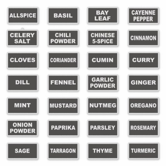 Large Print High Contrast Visual Spice Labels シール (正面)