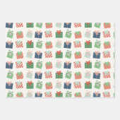 Large Print Santas Elves Pattern Christmas ラッピングペーパーシート (正面3)