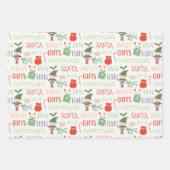 Large Print Santas Elves Pattern Christmas ラッピングペーパーシート (正面2)