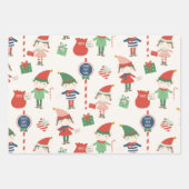 Large Print Santas Elves Pattern Christmas ラッピングペーパーシート (正面)