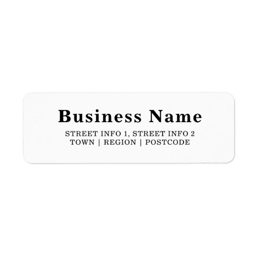Large Print White Business Return Address Label ラベル (正面)
