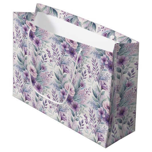 Large Purple Lavender Floral Gift Bag ラージペーパーバッグ (正面アングル)