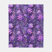Large Purple Pink and Yellow Daisy Floral Pattern フリースブランケット (正面)
