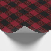 Large Red Black Plaid Pattern Christmas ラッピングペーパー (角)