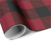 Large Red Black Plaid Pattern Christmas ラッピングペーパー (ロールコーナー)