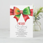 Large red, green bow, snowflakes Merry Christmas  シーズンカード (スタンド正面)