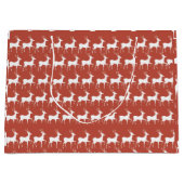 Large Red Reindeer Pattern Holiday Gift Bag ラージペーパーバッグ (正面)