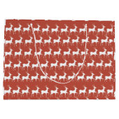 Large Red Reindeer Pattern Holiday Gift Bag ラージペーパーバッグ (裏面)