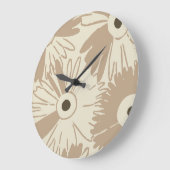 Large Retro Daisy Flower Power Earthy Neutral ラージ壁時計 (傾斜)