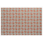 Large Retro Peach Floral - Natural Linen Fabric ファブリック (ヤード)