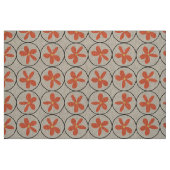 Large Retro Peach Floral - Natural Linen Fabric ファブリック (ファットクウォーター)