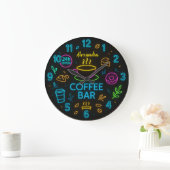 Large Round Personalized Coffee Bar Neon Sign ラージ壁時計 (ホーム)