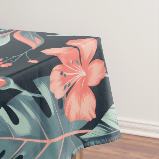 Large-scale tropical florals and leaves テーブルクロス (インサイチュ)