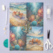 Large Scenic Sea Urchin Anchor & Crab Decoupage 薄葉紙 (クラフト)