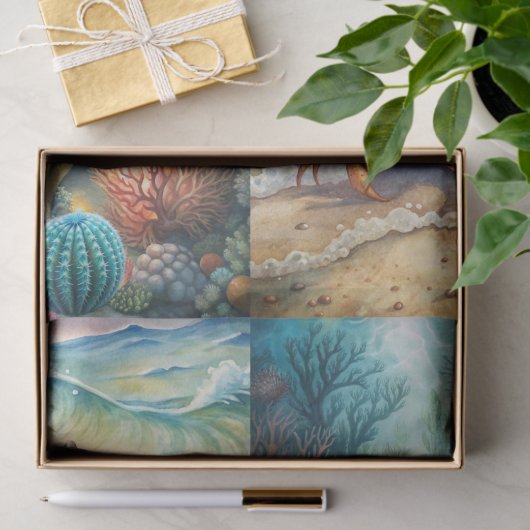 Large Scenic Sea Urchin Anchor & Crab Decoupage 薄葉紙 (ギフト)